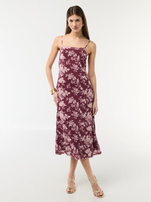 Long Patterned Dress with Thin Straps - Kiabi