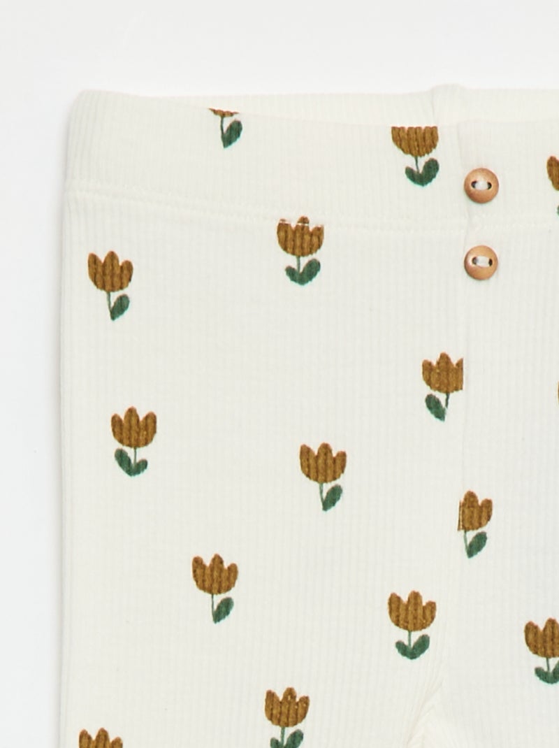 Long Patterned Ribbed Leggings White - Kiabi