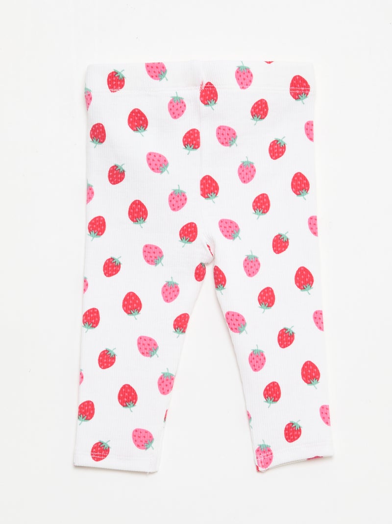 Long Patterned Ribbed Leggings White - Kiabi
