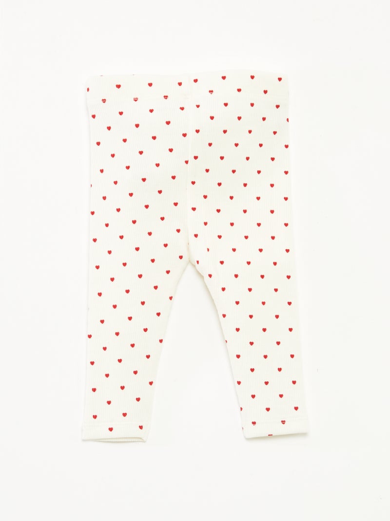 Long Patterned Ribbed Leggings White - Kiabi