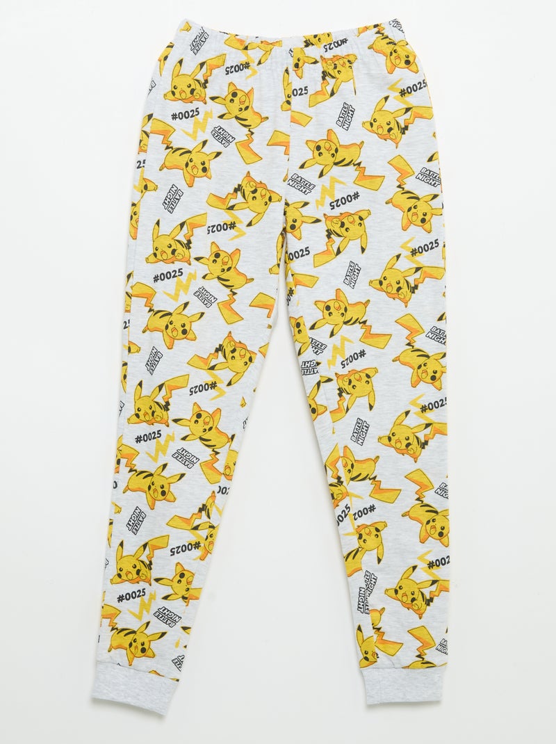 Long 'Pikachu' 'Pokémon' Pajama Set - 2 Pieces Grey - Kiabi