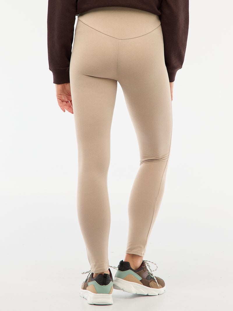Long plain jersey fabric maternity leggings Beige - Kiabi