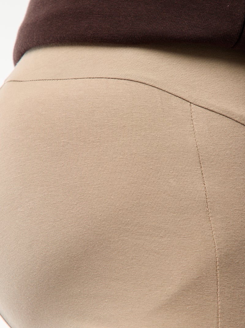 Long plain jersey fabric maternity leggings Beige - Kiabi