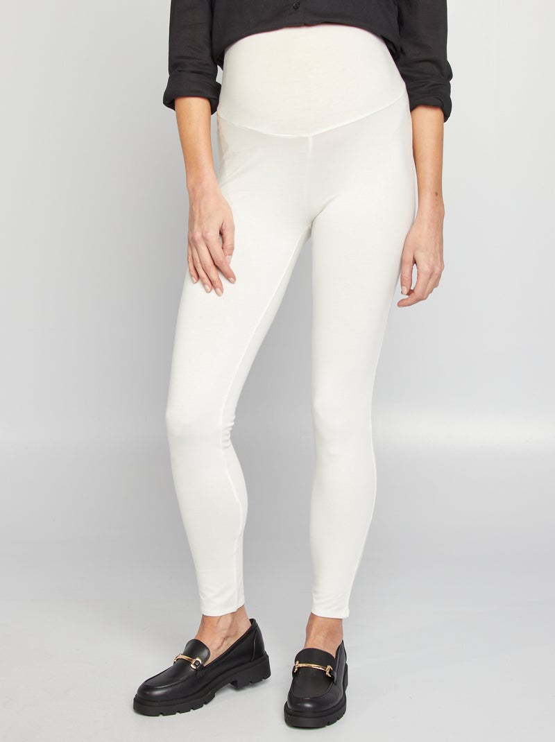 Long plain jersey fabric maternity leggings WHITE - Kiabi