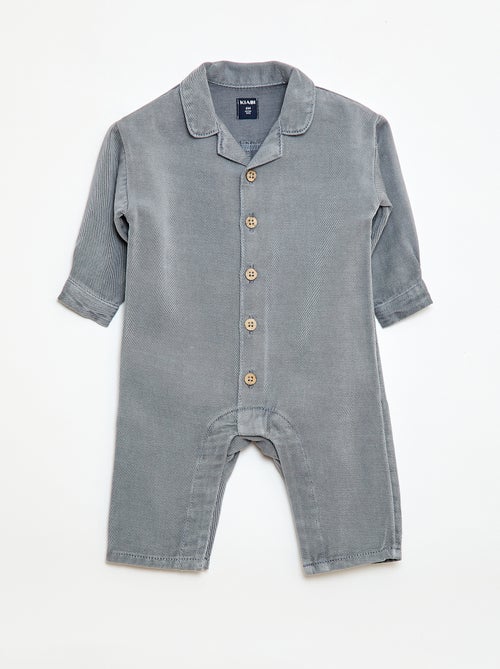 Long Relaxed Fit Shirt Collar Jumpsuit - Kiabi