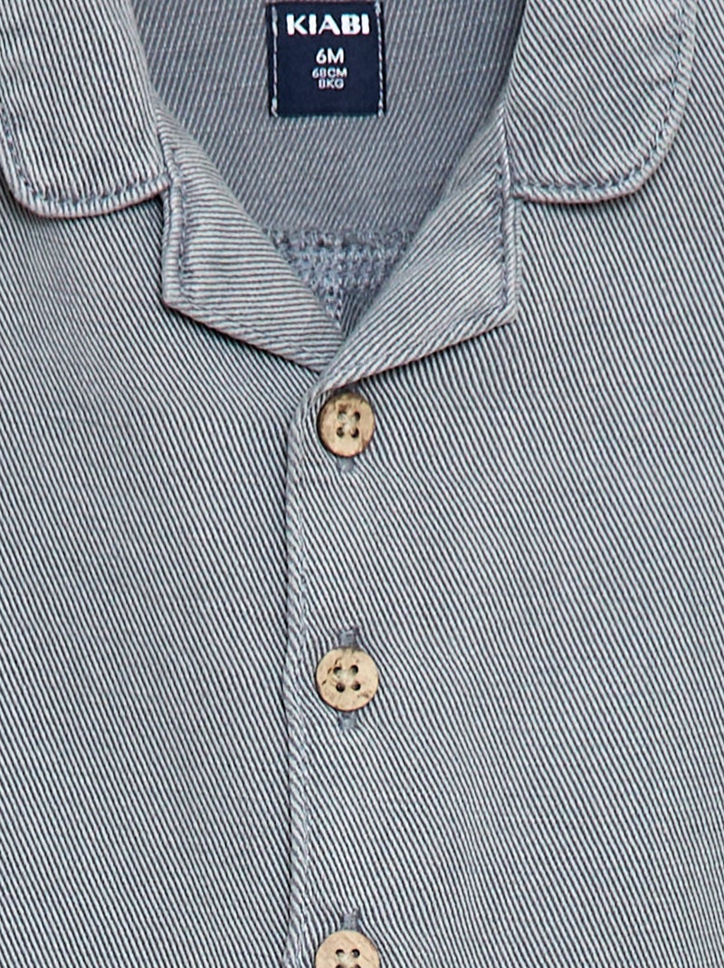 Long Relaxed Fit Shirt Collar Jumpsuit Blue - Kiabi