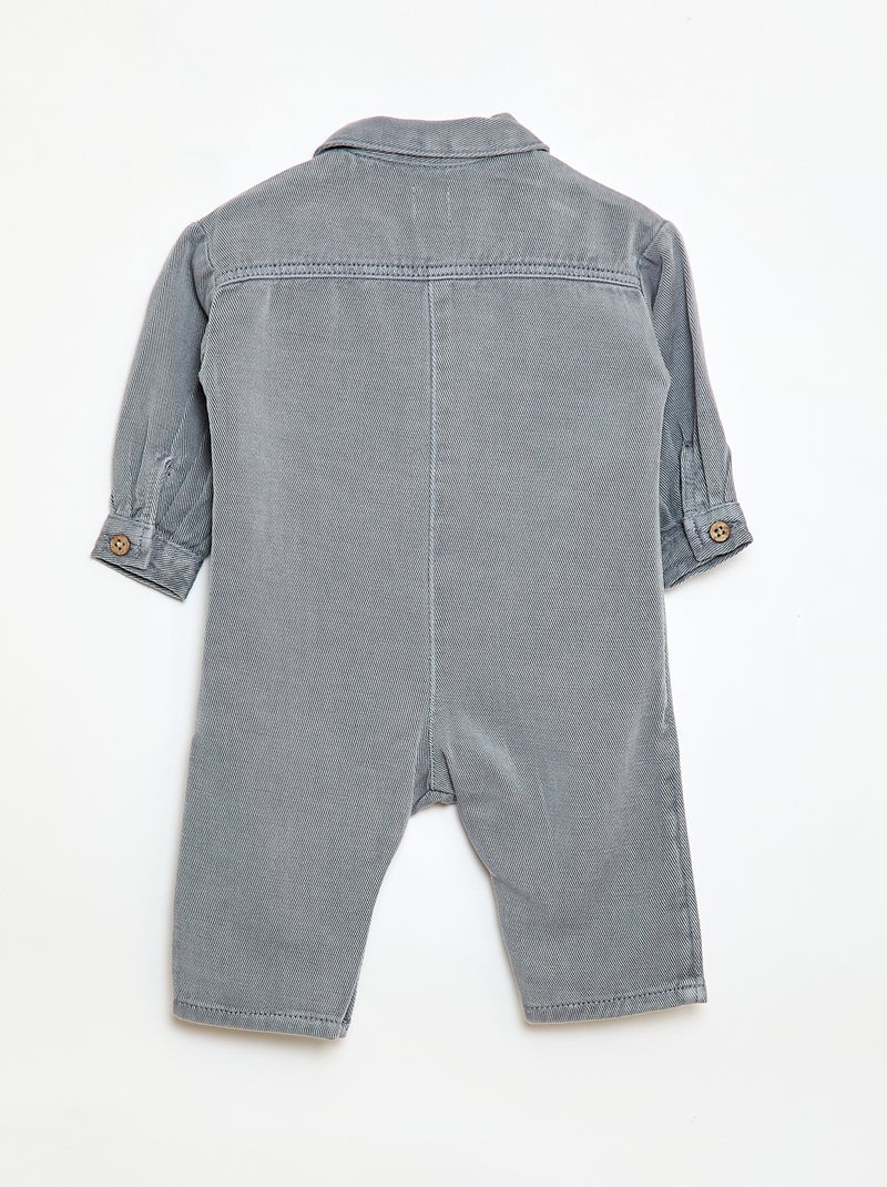 Long Relaxed Fit Shirt Collar Jumpsuit Blue - Kiabi