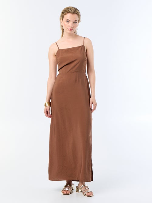 Long satin dress with thin straps - Kiabi