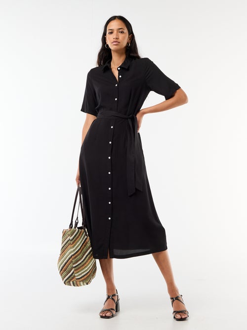 Long Shirt Dress with Tie Belt - Kiabi