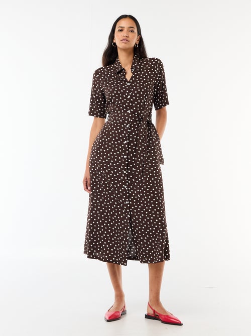 Long Shirt Dress with Tie Belt - Kiabi
