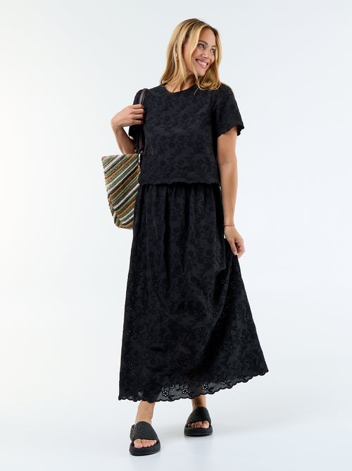 Long Skirt with Broderie Anglaise - Kiabi