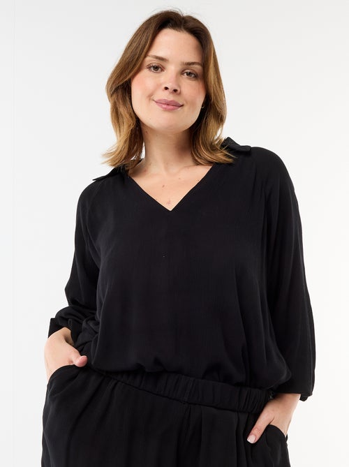 Long-Sleeve Blouse with Open Point Collar - Kiabi