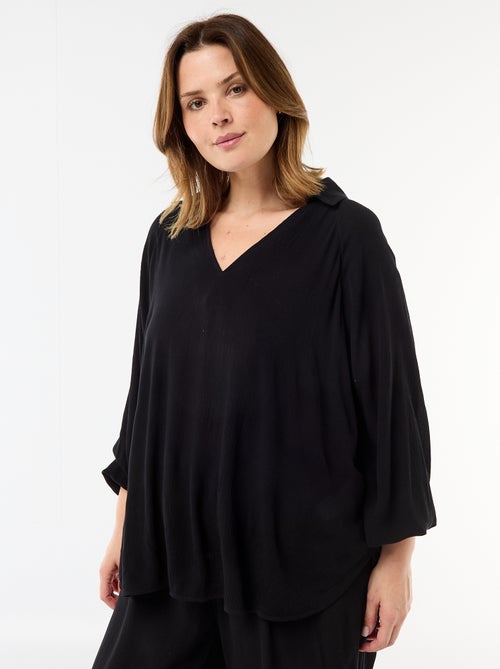 Long-Sleeve Blouse with Open Point Collar - Kiabi