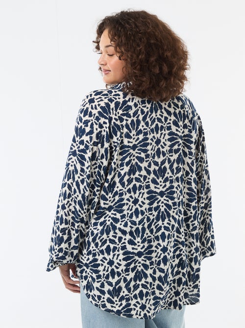 Long-Sleeve Blouse with Open Point Collar - Kiabi