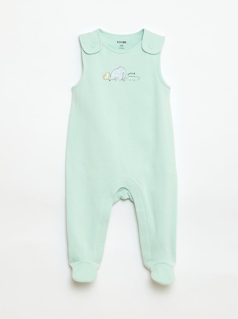 Long-Sleeve Bodysuit and Footed Overalls Set White - Kiabi