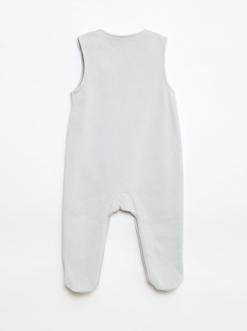 Long-Sleeve Bodysuit and Footed Overalls Set White - Kiabi