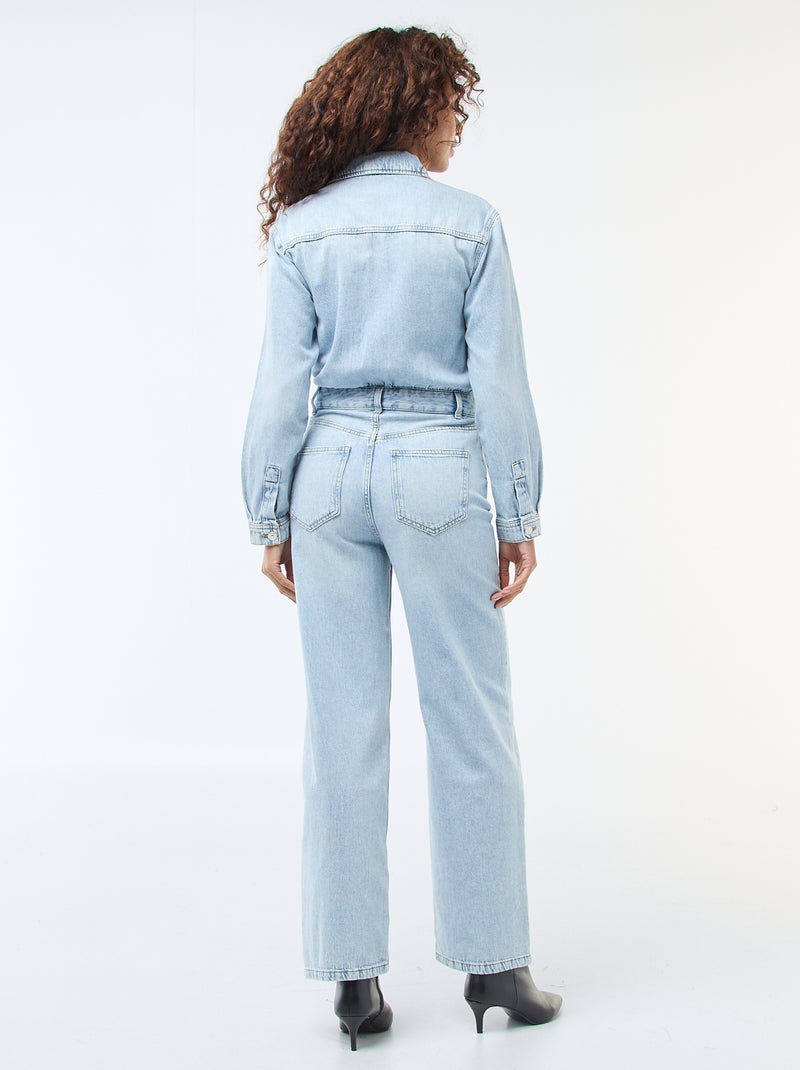 Long-Sleeve Denim Jumpsuit Blue - Kiabi