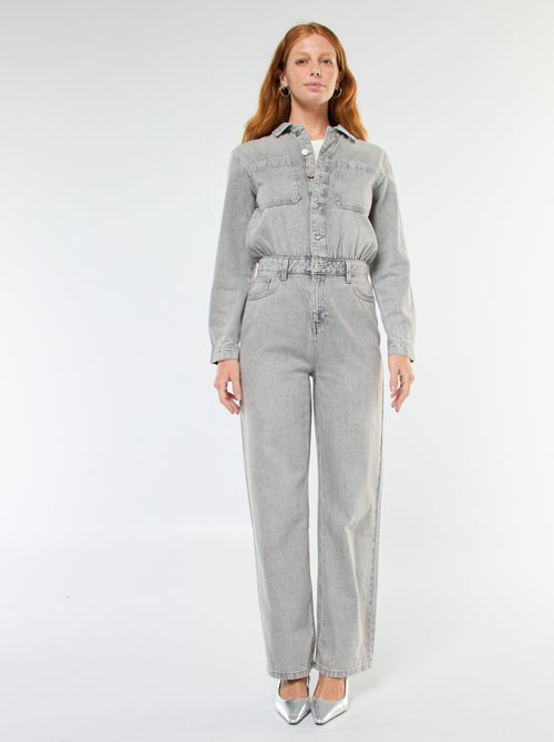 Long-Sleeve Denim Jumpsuit - Kiabi