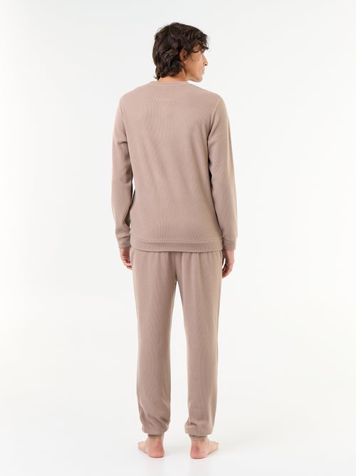 Long Sleeve T-Shirt and Waffle Knit Pants Pajama Set - 2 Piece - Kiabi