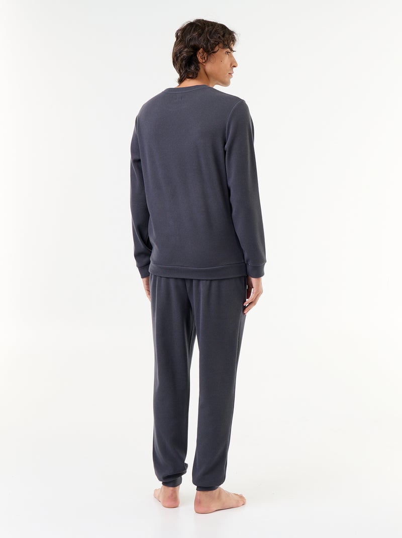 Long Sleeve T-Shirt and Waffle Knit Pants Pajama Set - 2 Piece Blue - Kiabi