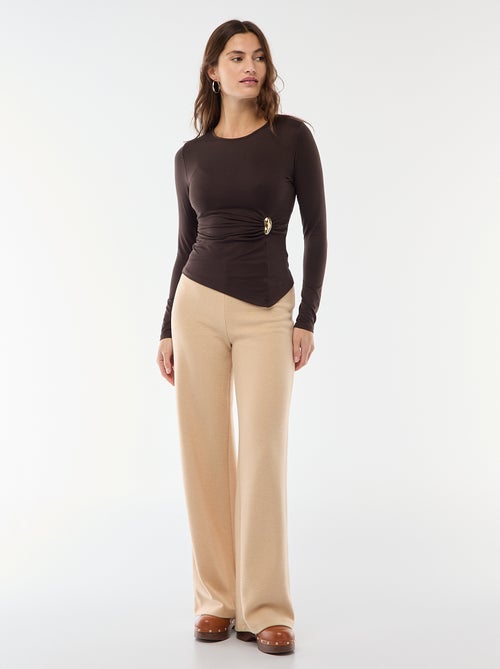 Long-Sleeve T-Shirt with Twisted-Effect Gold Embellishment - Kiabi