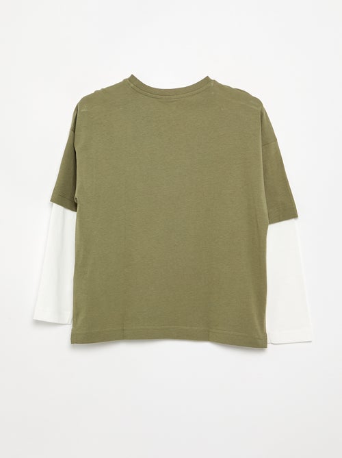 Long-Sleeved 2-in-1 Look T-Shirt - Kiabi Long-Sleeved 2-in-1 Look T-Shirt - Kiabi