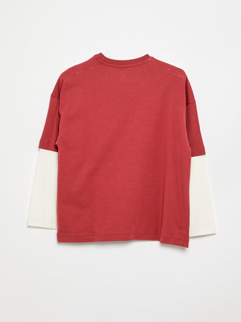 Long-Sleeved 2-in-1 Look T-Shirt Orange - Kiabi