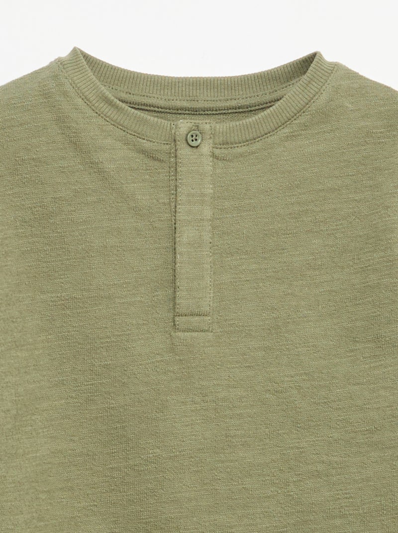 Long-sleeved Baby Terry T-shirt Green - Kiabi