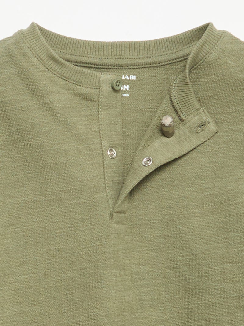 Long-sleeved Baby Terry T-shirt Green - Kiabi