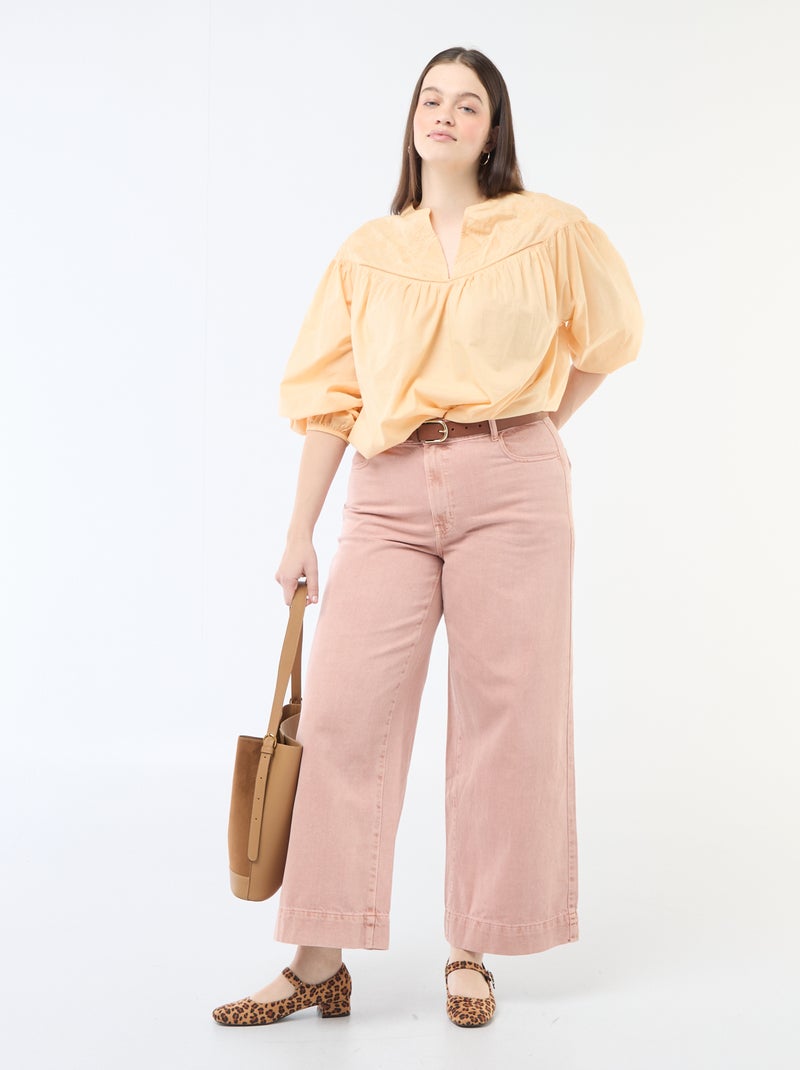 Long-Sleeved Blouse with Embroidery Beige - Kiabi