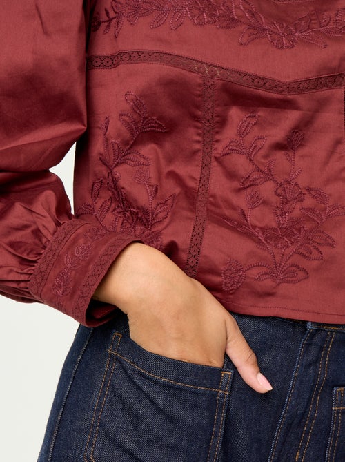 Long-sleeved blouse with embroidery - Kiabi