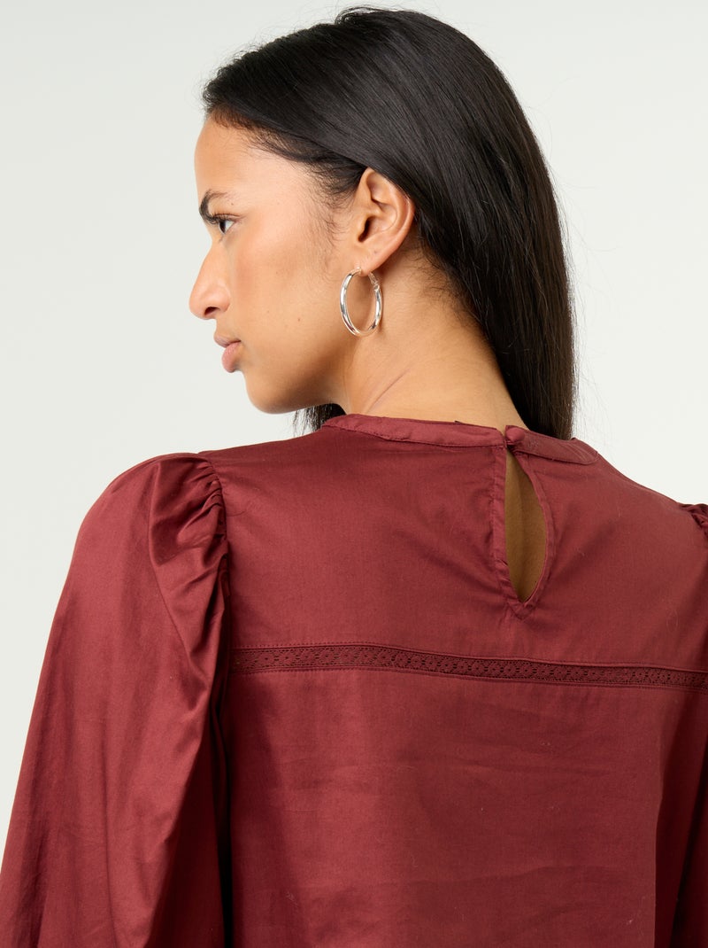 Long-sleeved blouse with embroidery Red - Kiabi