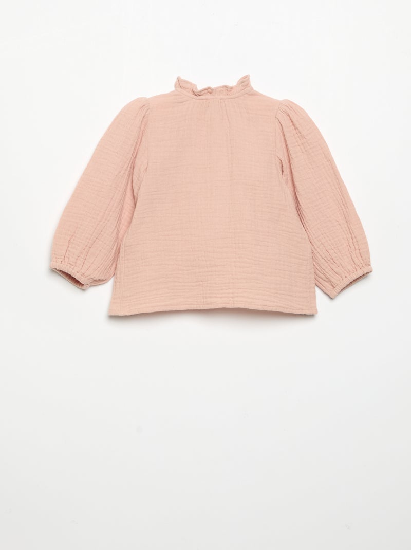 Long-sleeved blouse with fancy collar Pink - Kiabi