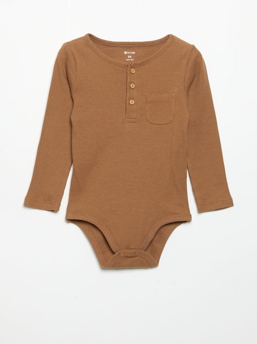Long-sleeved bodysuit with buttoned collar - Kiabi Long-sleeved bodysuit with buttoned collar - Kiabi