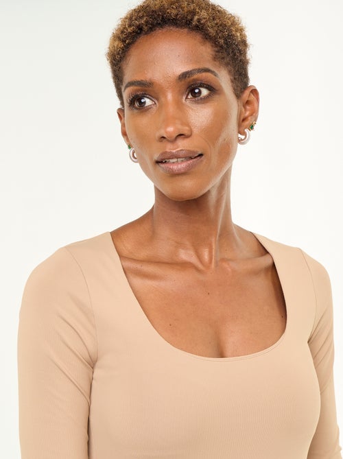 Long-sleeved bodysuit with round neck - Kiabi Long-sleeved bodysuit with round neck - Kiabi