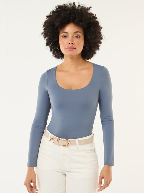 Long-sleeved bodysuit with round neck - Kiabi