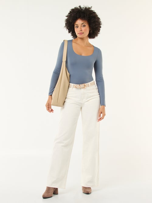 Long-sleeved bodysuit with round neck - Kiabi