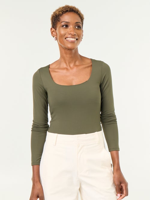 Long-sleeved bodysuit with round neck - Kiabi