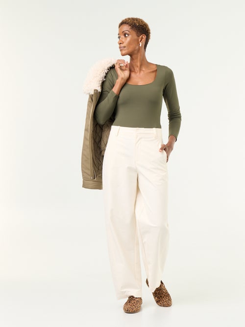 Long-sleeved bodysuit with round neck - Kiabi