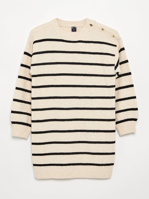 Long-sleeved button-neck sweater dress - Kiabi