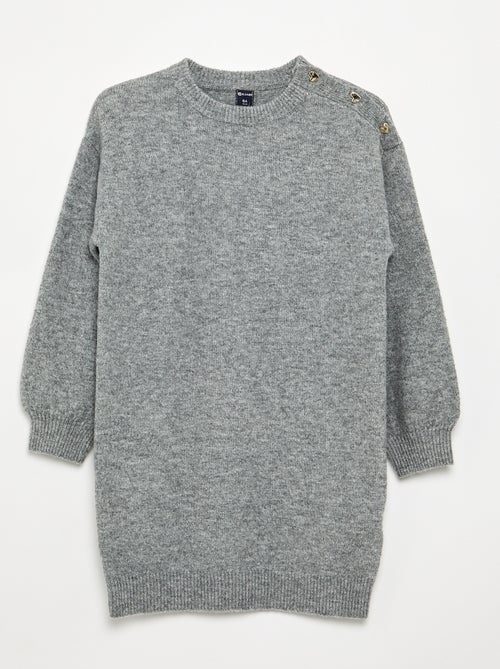 Long-sleeved button-neck sweater dress - Kiabi