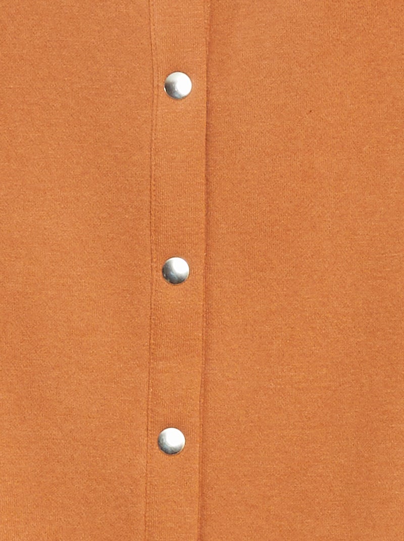 Long-sleeved cardigan with press-stud fastening Brown - Kiabi