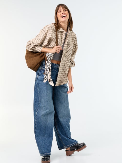 Long-sleeved checked shirt - Kiabi