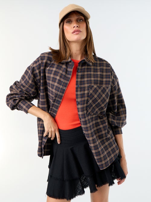 Long-sleeved checked shirt - Kiabi Long-sleeved checked shirt - Kiabi
