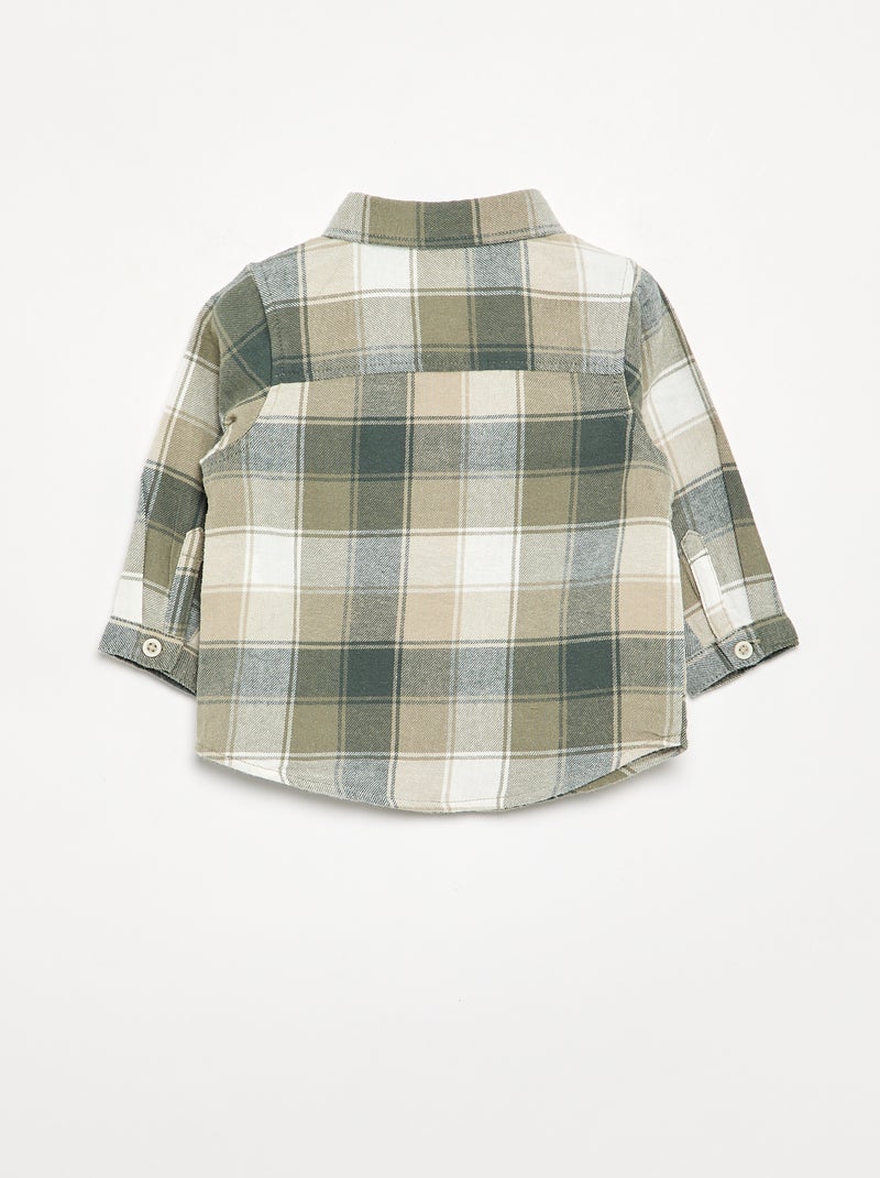 Long-sleeved checked shirt Green - Kiabi
