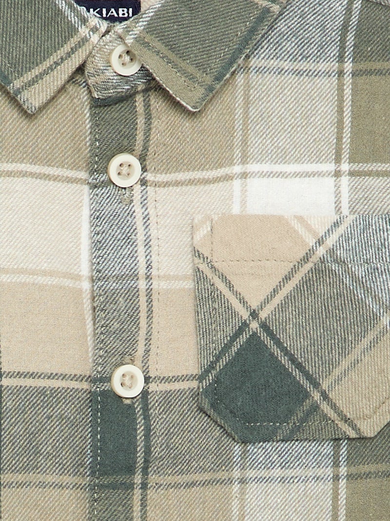 Long-sleeved checked shirt Green - Kiabi