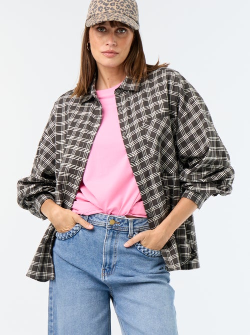 Long-sleeved checked shirt - Kiabi Long-sleeved checked shirt - Kiabi