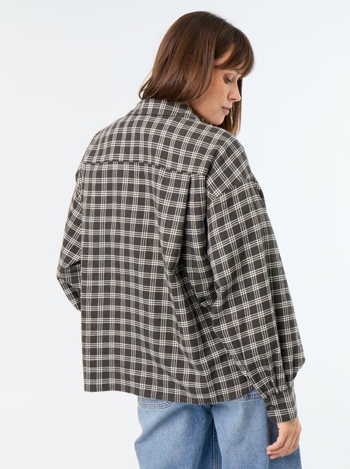 Long-sleeved checked shirt - Kiabi Long-sleeved checked shirt - Kiabi