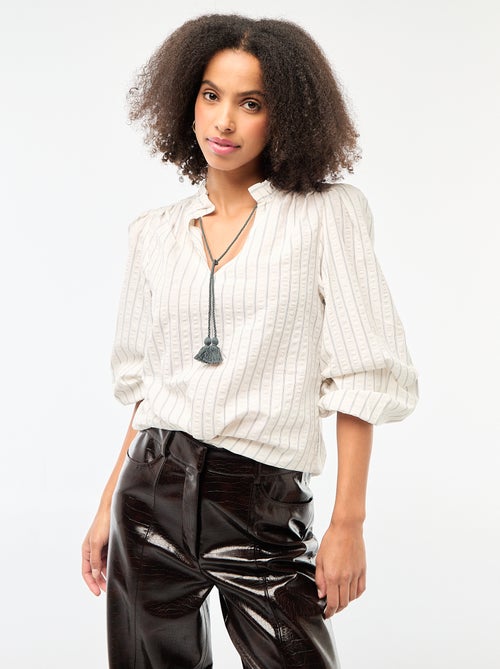 Long-sleeved Checkered Blouse - Kiabi