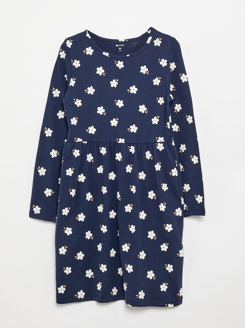 Long-sleeved cotton jersey dress - Kiabi